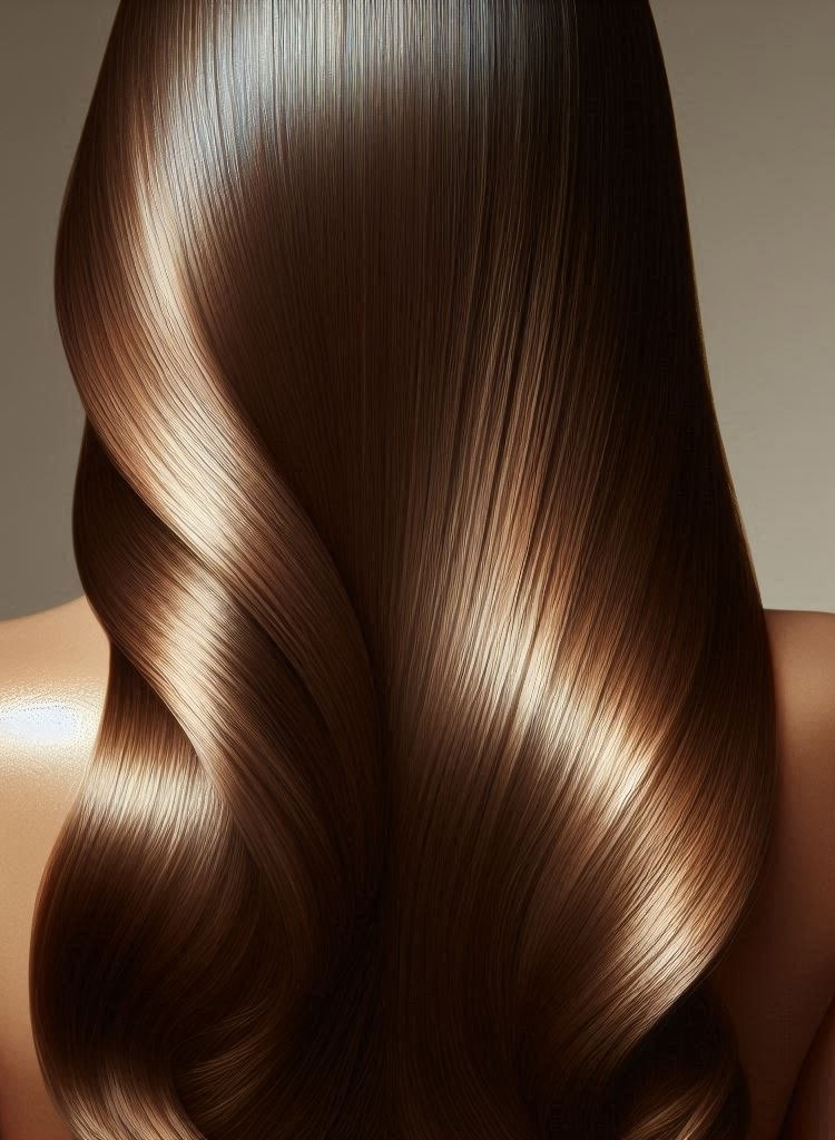 Ein Bild von glnzendem, gepflegtem Haar, vielleicht vor einem neutralen Hintergrund, damit das Haar im Fokus steht.-edit-20250208004054